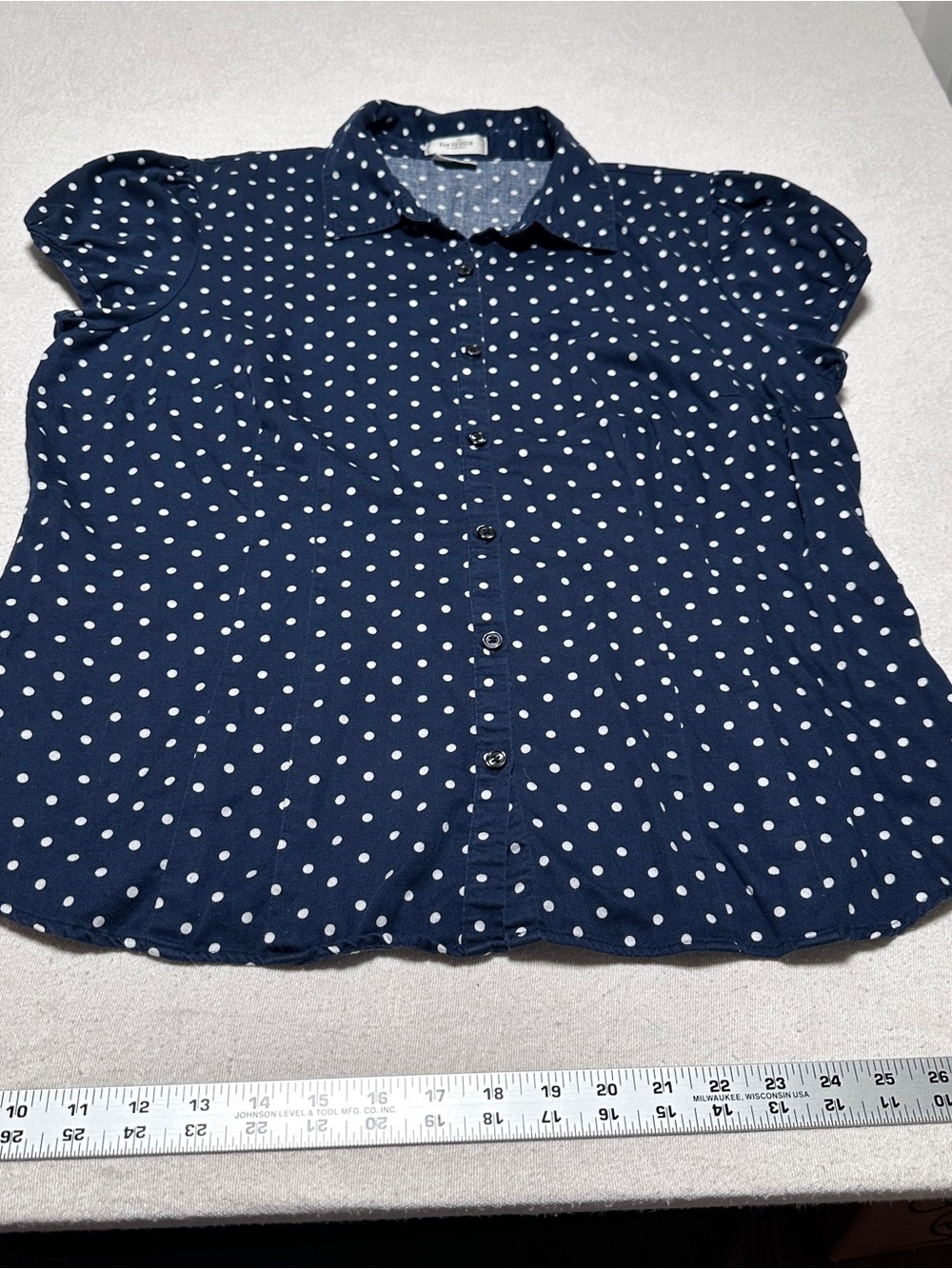 Van Heusen Navy and White Polka Dot Shirt